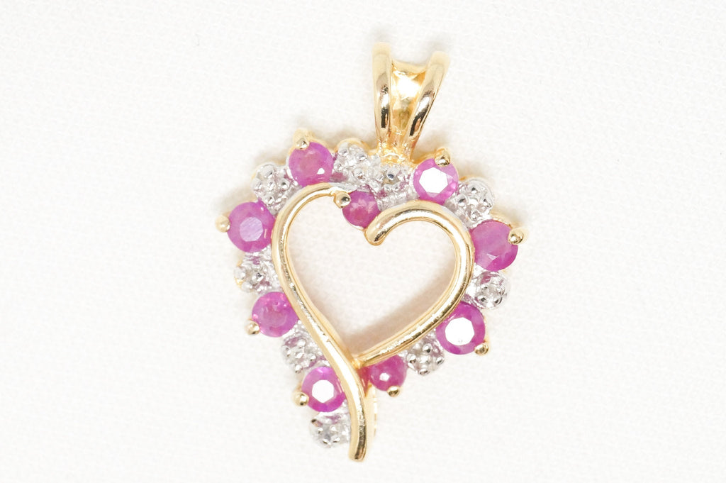 Vintage Ruby Heart Cubic Zirconia Gold Vermeil Sterling Silver Necklace Pendant | Jewelry > Necklaces > Pendants | Wiccan Center