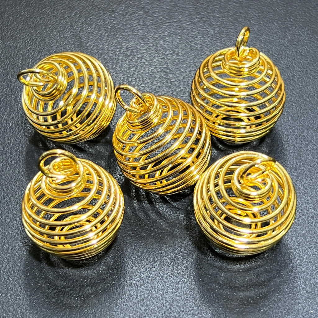 Crystal Gem Holder Spiral Cage Pendants (Silver, Gold, or Copper Plated) Circle Square Wholesale | Craft Supplies & Tools > Beads, Gems & Cabochons > Charms & Pendants > Pendants | Wiccan Center
