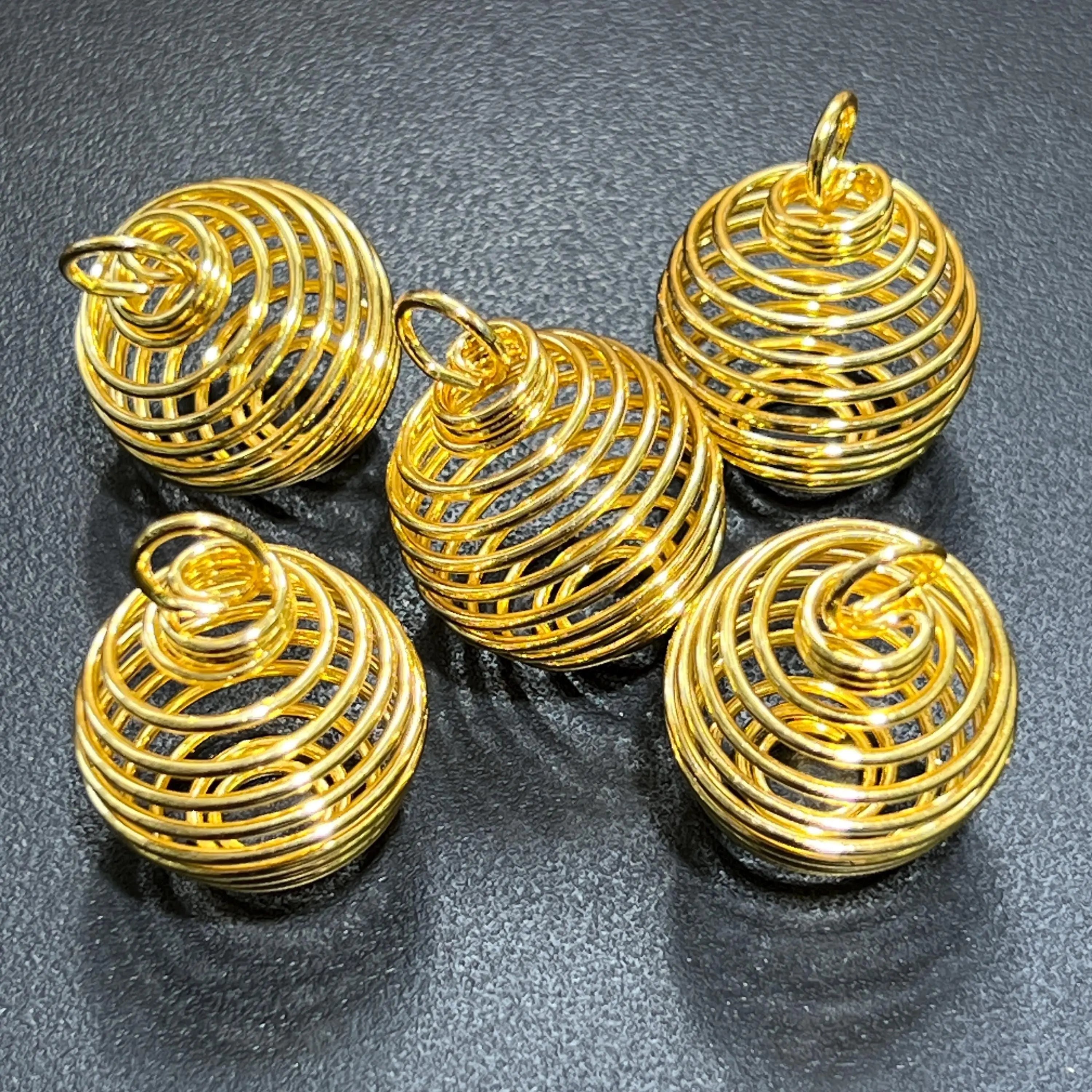 Crystal Gem Holder Spiral Cage Pendants (Silver, Gold, or Copper Plated) Circle Square Wholesale | Craft Supplies & Tools > Beads, Gems & Cabochons > Charms & Pendants > Pendants | Wiccan Center