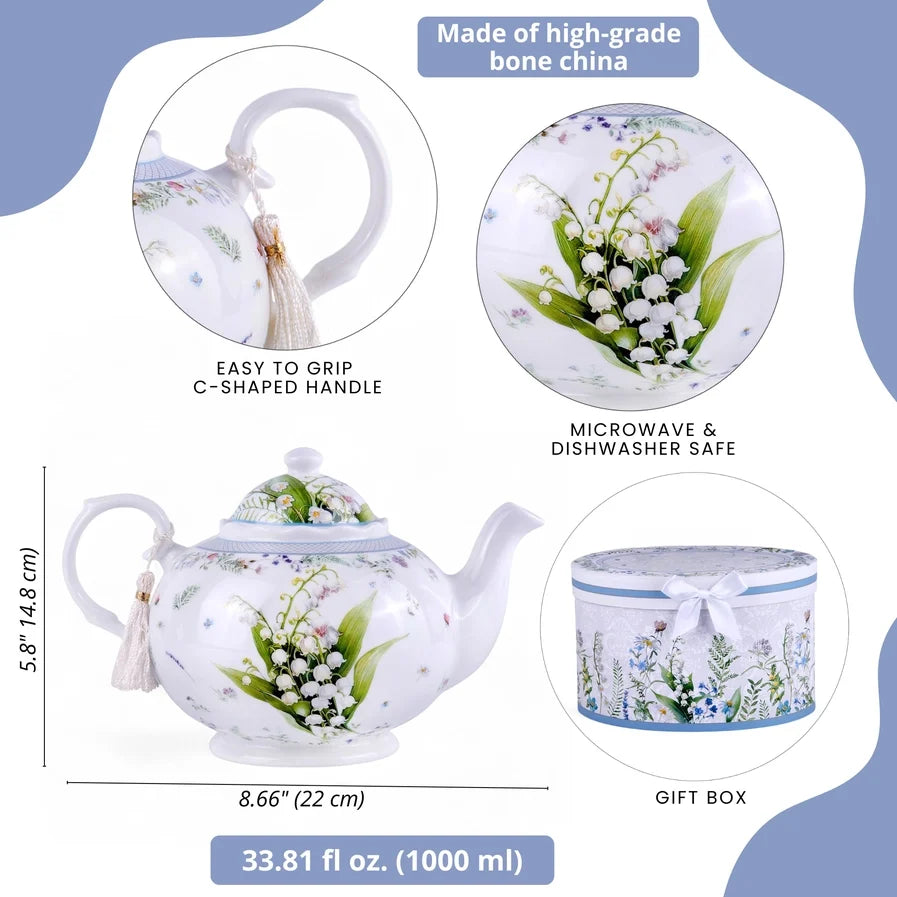 Lily of the Valley Fine China Teapot | Gifts | Wiccan Center