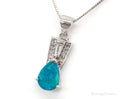 Vintage Designer Blue Opal Cubic Zirconia Sterling Silver Necklace | Jewelry > Necklaces > Pendants | Wiccan Center