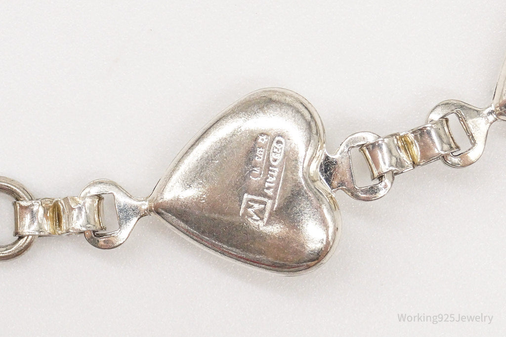 Vintage Italian Puffy Hearts Sterling Silver Link Bracelet | Jewelry > Bracelets | Wiccan Center