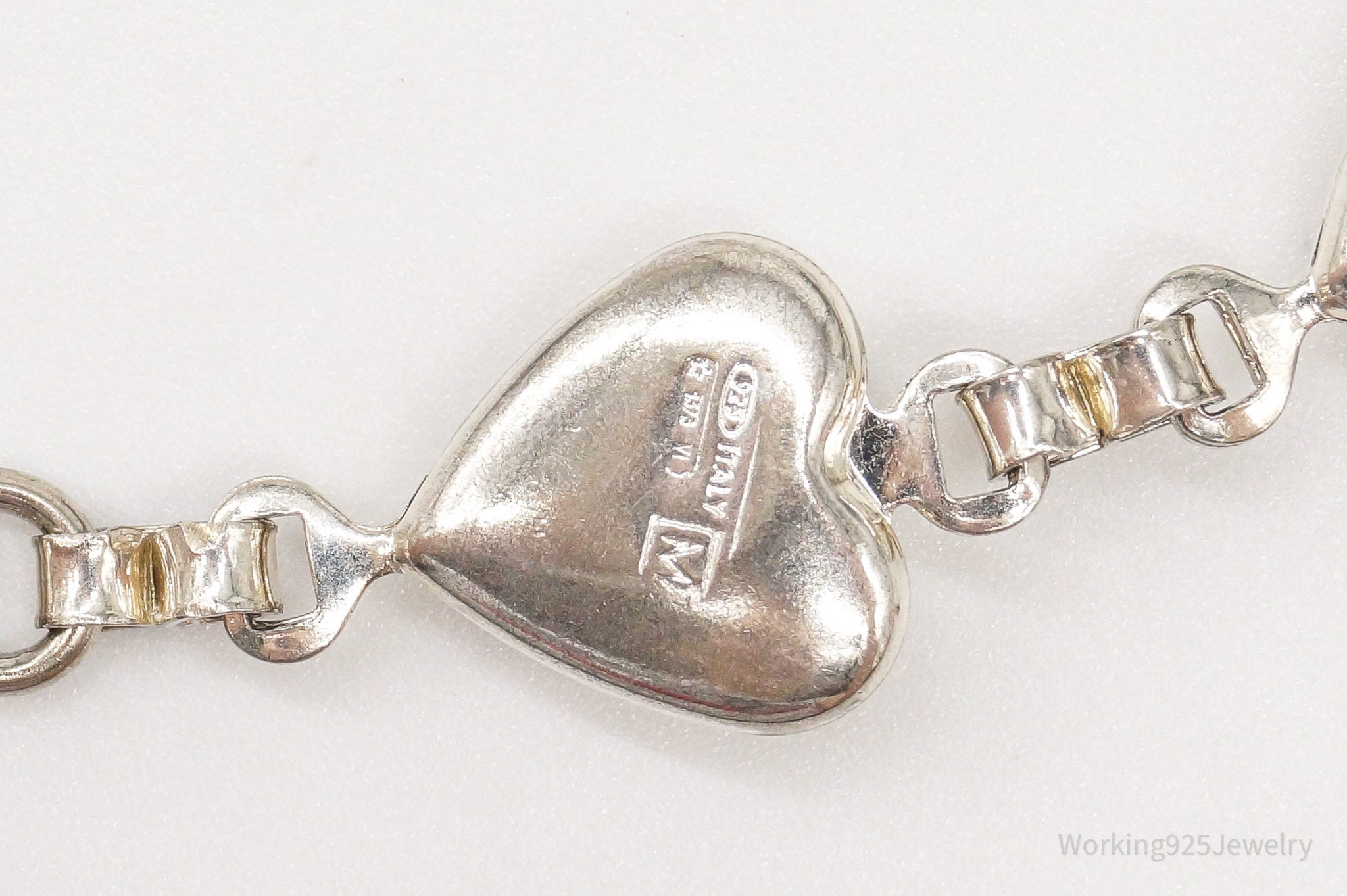 Vintage Italian Puffy Hearts Sterling Silver Link Bracelet | Jewelry > Bracelets | Wiccan Center