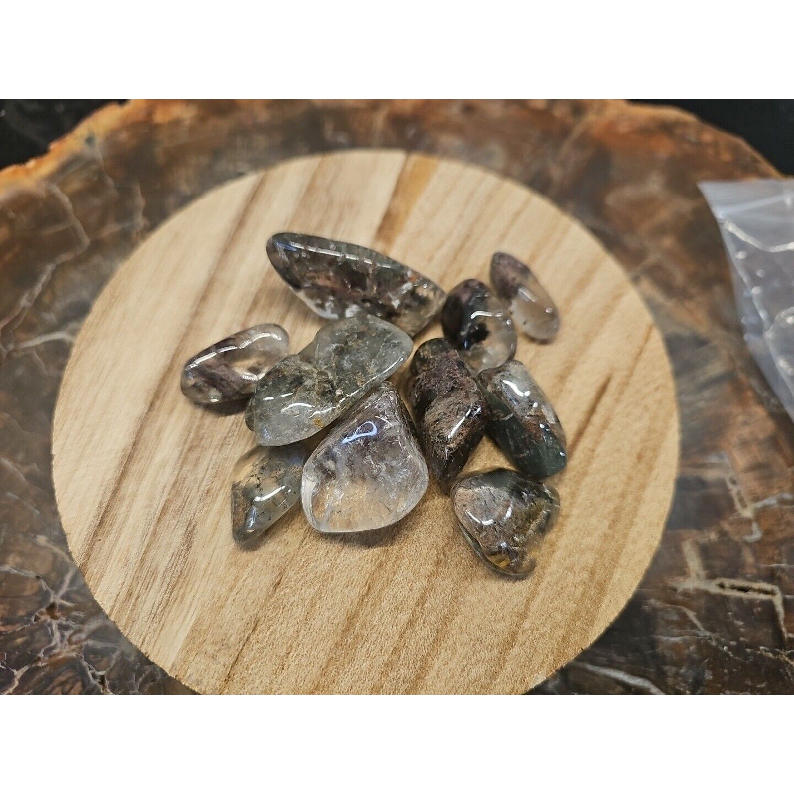 Phantom Ghost Clear Quartz Tumbled Stones — 10-Piece Set, Brazil | CrystalCloud Company