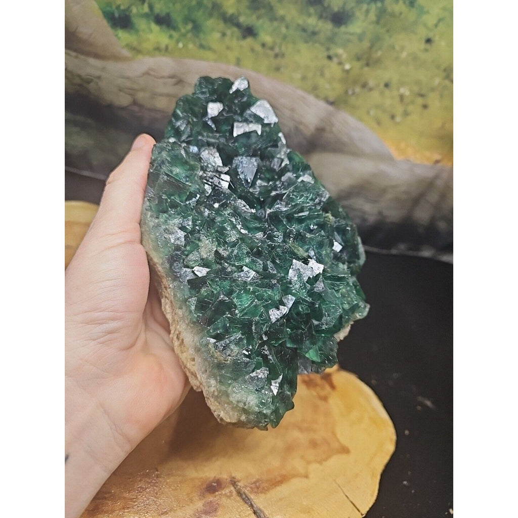 3.2lb NATURAL Green FLUORITE Quartz Crystal Cluster Mineral Specimen | Geodes & Clusters | Wiccan Center