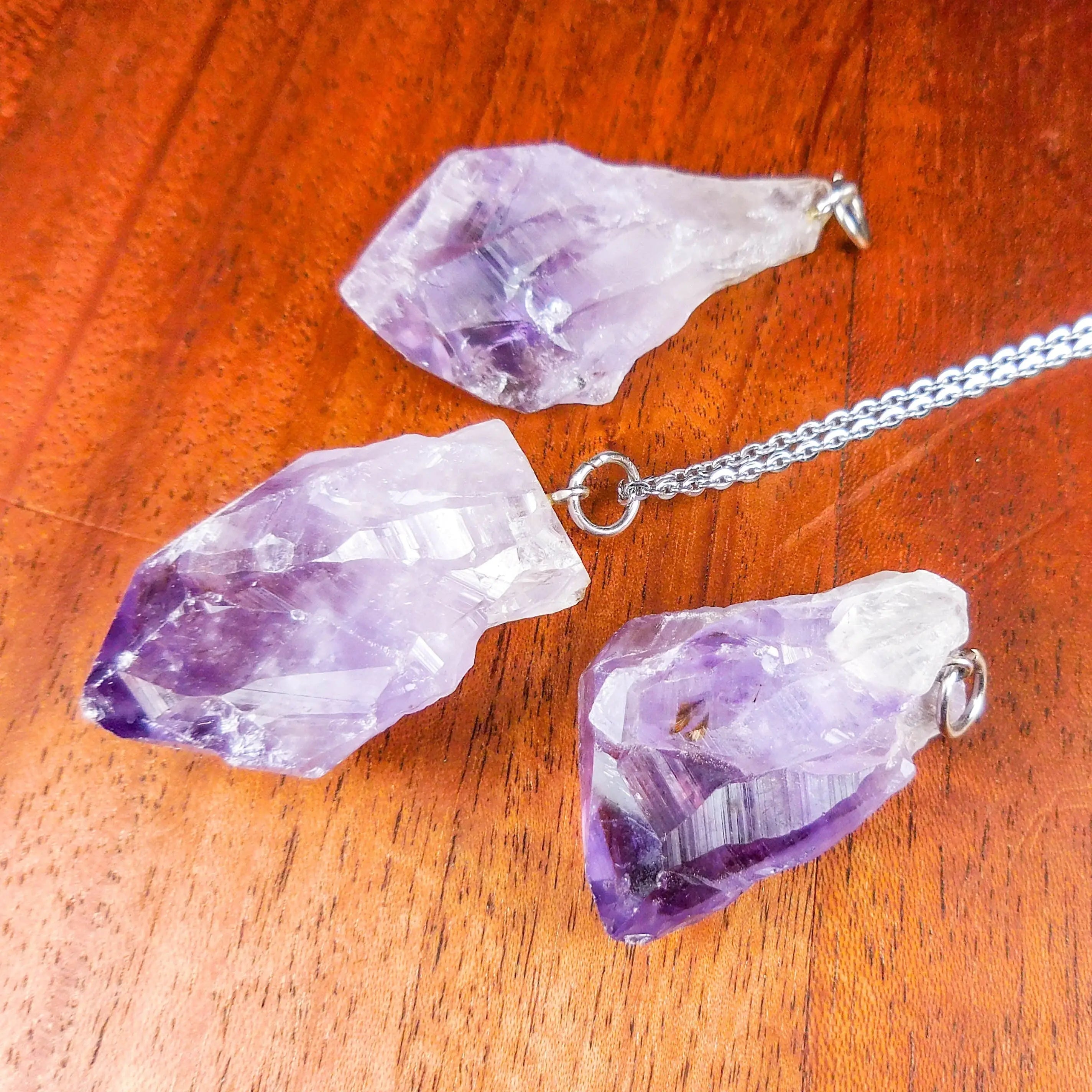 Raw Amethyst Crystal Point Pendant (Silver Ring) Rough Gemstone Jewelry Necklace Supply | Craft Supplies & Tools > Beads, Gems & Cabochons > Charms & Pendants > Pendants | Wiccan Center