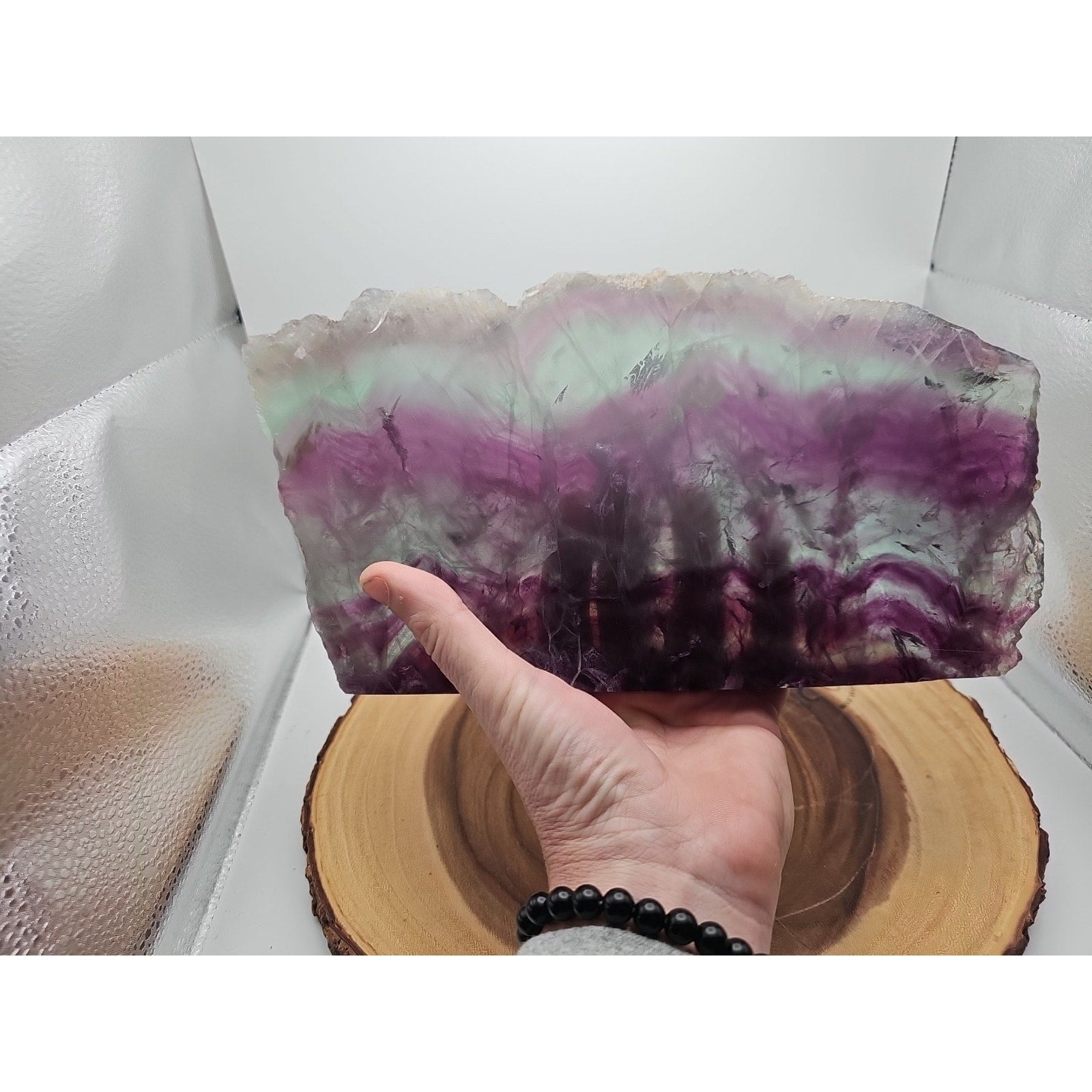 5.7LB Natural Fluorite Quartz Crystal Sheet - Vitreous Mineral Specimen | CrystalCloud Company