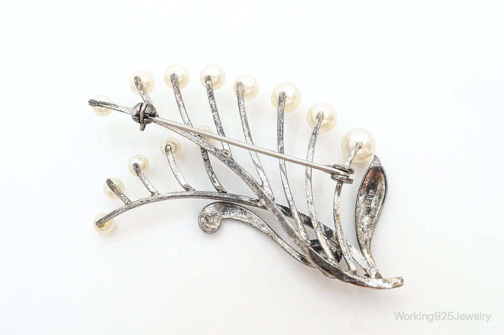Large Antique Faux Pearl Sterling Silver Brooch Pin | Jewelry > Brooches, Pins & Clips | Wiccan Center