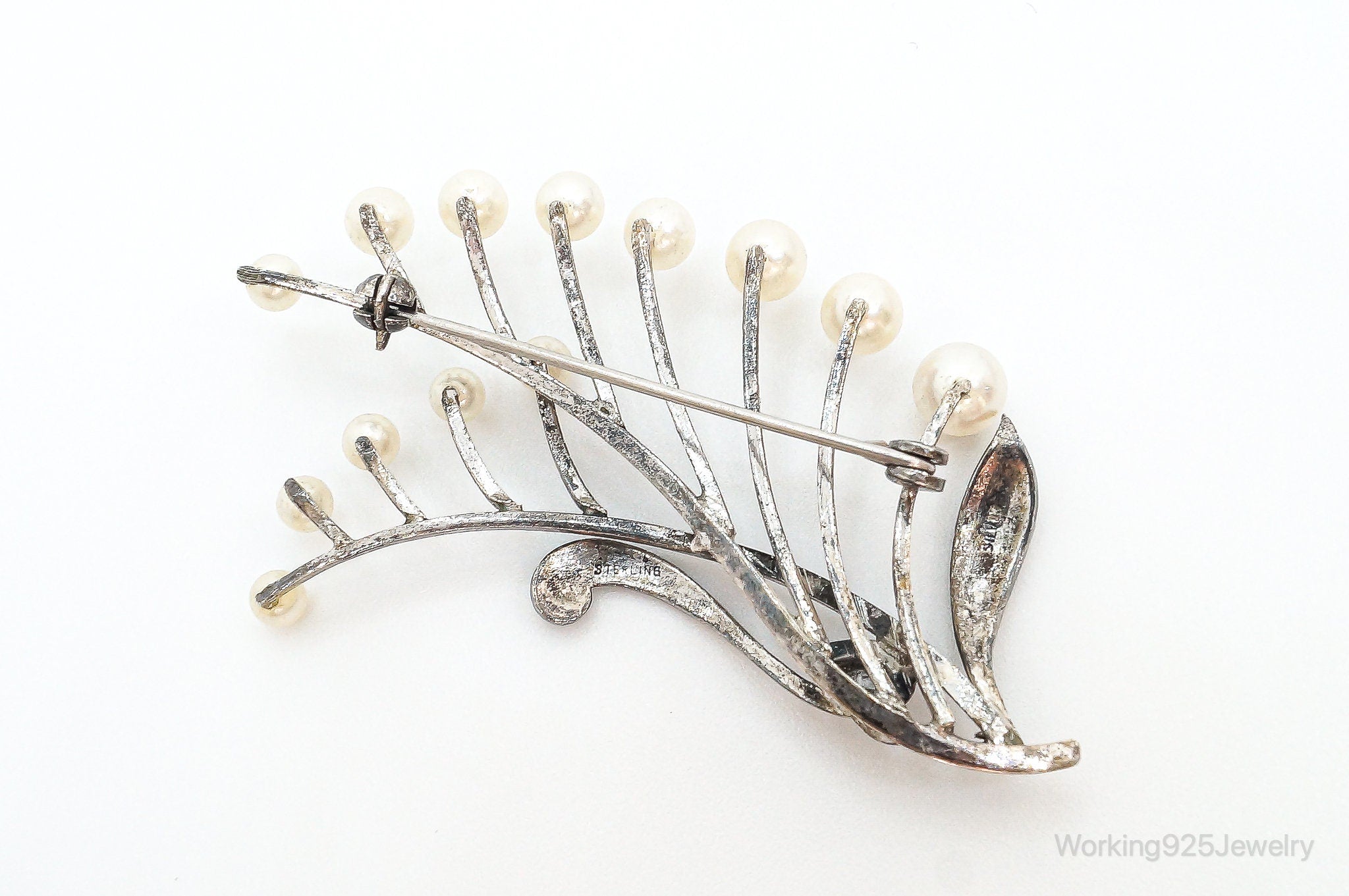 Large Antique Faux Pearl Sterling Silver Brooch Pin | Jewelry > Brooches, Pins & Clips | Wiccan Center
