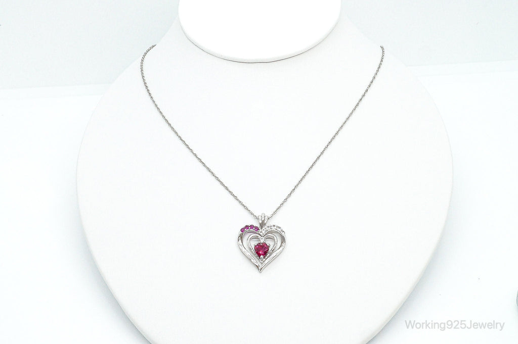 Designer Ruby Cubic Zirconia Heart Sterling Silver Necklace | Jewelry > Necklaces > Pendants | Wiccan Center