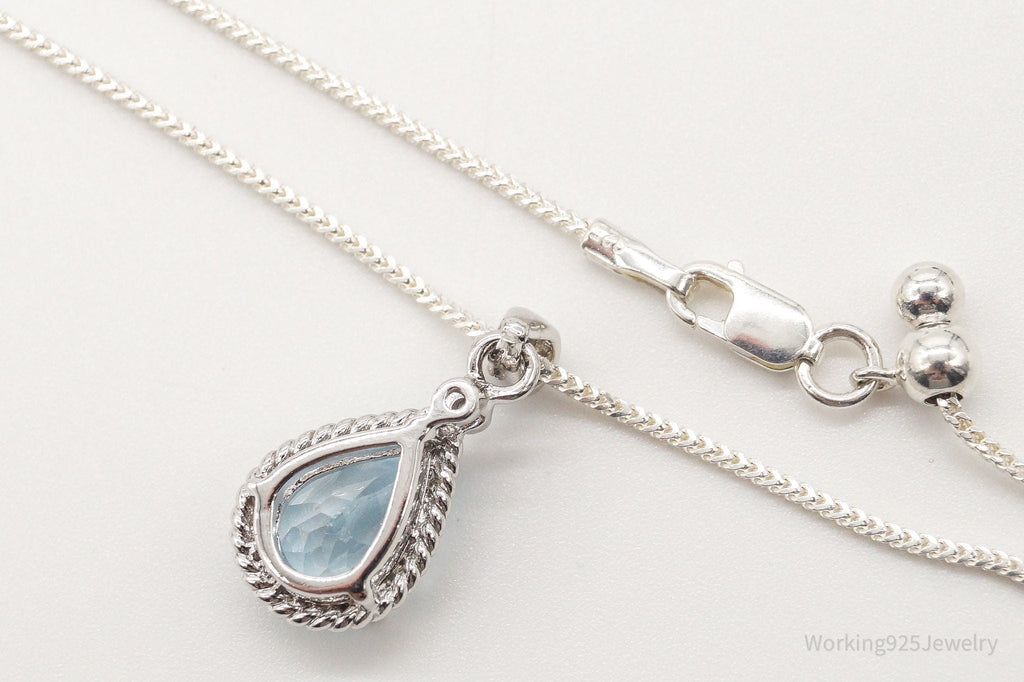 Vintage Designer DBJ Blue Topaz Diamond Sterling Silver Adjustable Necklace | Jewelry > Necklaces > Pendants | Wiccan Center