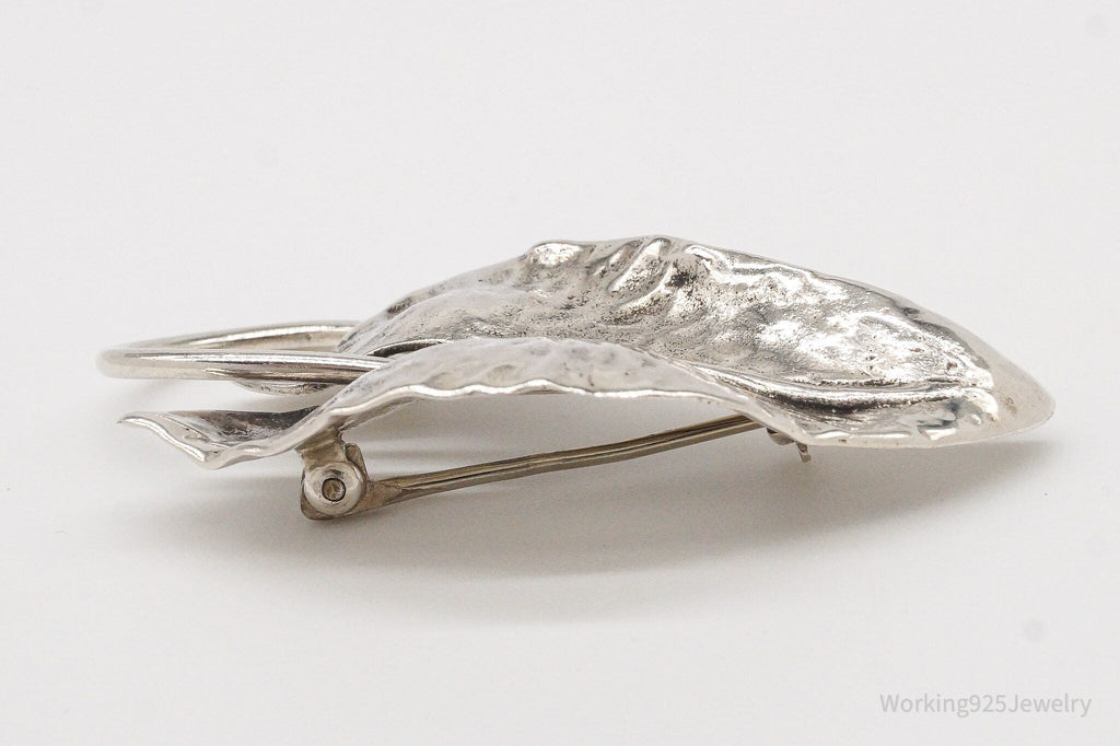 Large Antique Sterling Silver Leaf Pin Brooch | Jewelry > Brooches, Pins & Clips | Wiccan Center