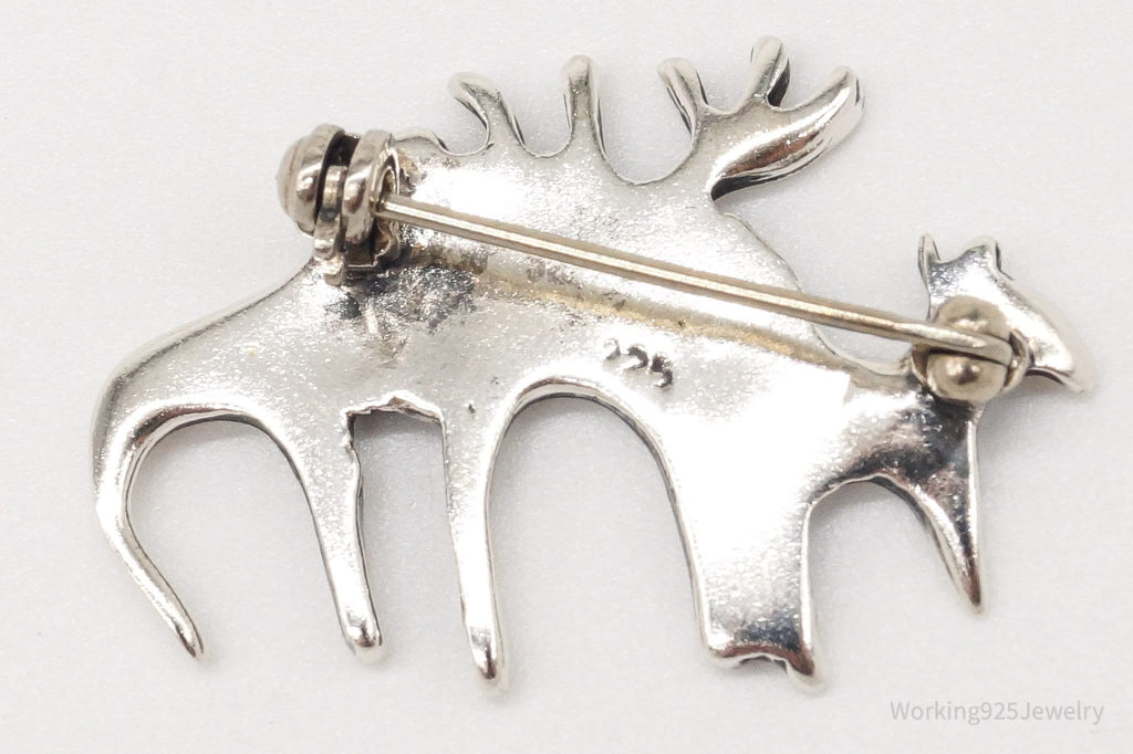 Vintage Moose Family Sterling Silver Brooch Pin | Jewelry > Brooches, Pins & Clips | Wiccan Center