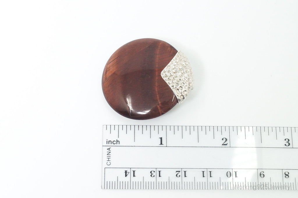 Large Vintage Designer Whitney Kelly Red Tigers Eye Sterling Silver Pendant | Jewelry > Necklaces > Pendants | Wiccan Center