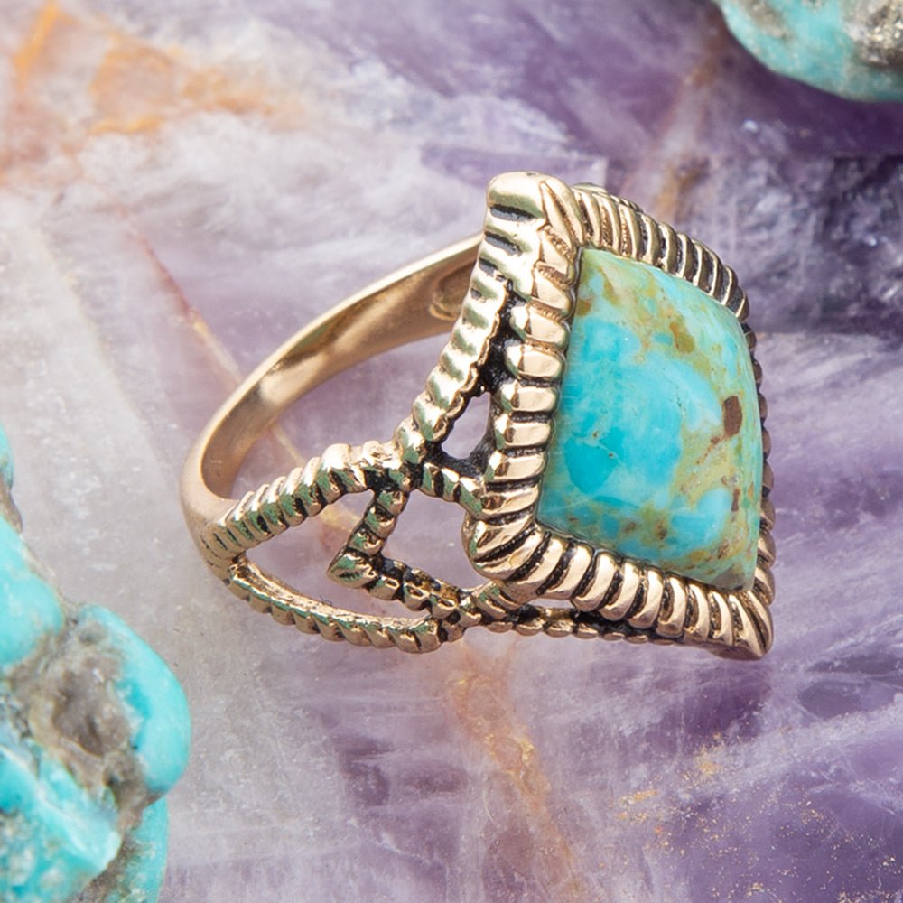 Diamond Days Blue Turquoise and Golden Ring | Rings | Wiccan Center