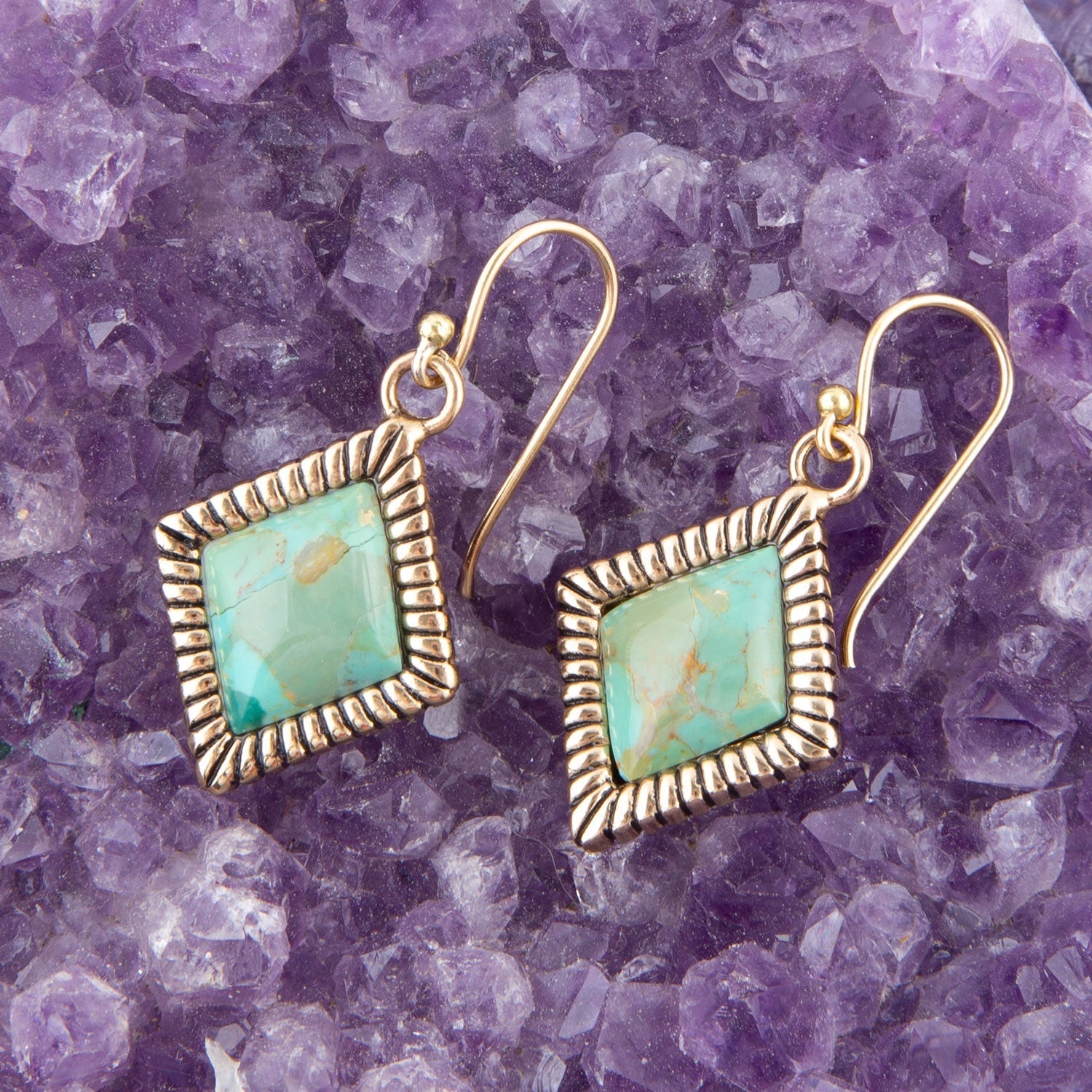 Diamond Days Blue Turquoise and Golden Earrings | Earrings | Wiccan Center