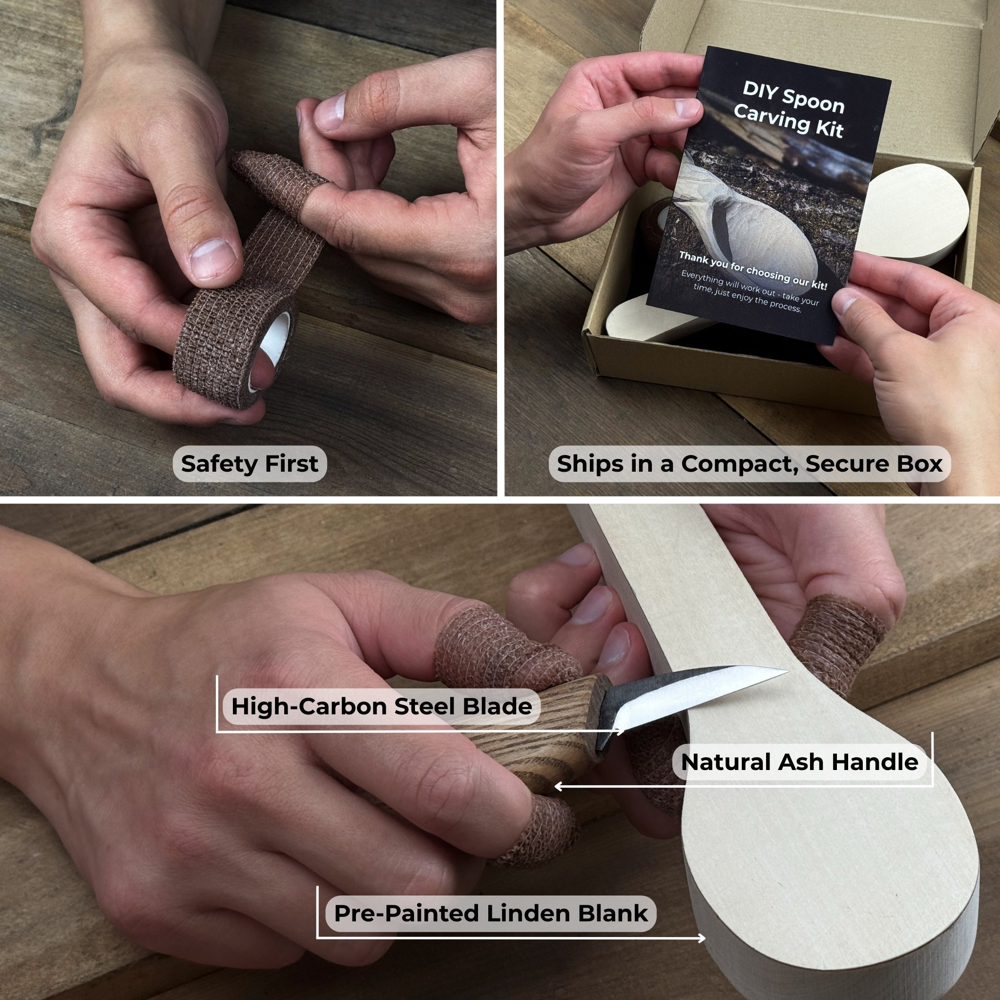 DIY Spoon Carving Kit for Beginners – Hook Knife & Whittling Tools