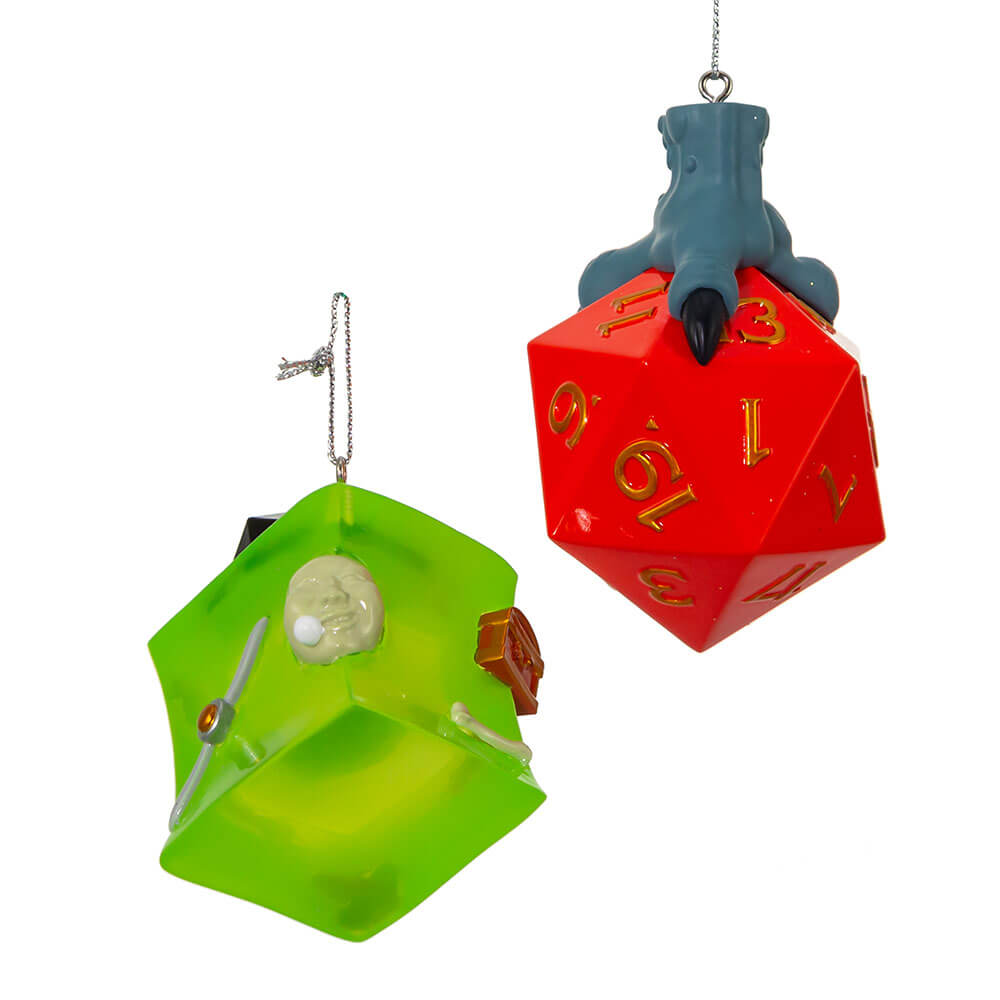 Dungeons & Dragons Dice & Gelatinous Cube Ornament Pair