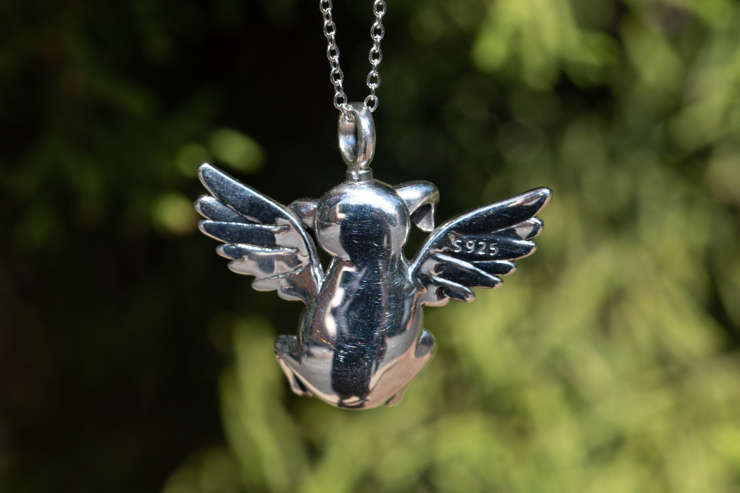 Crystal and Silver Dog Heart Cremation Necklace