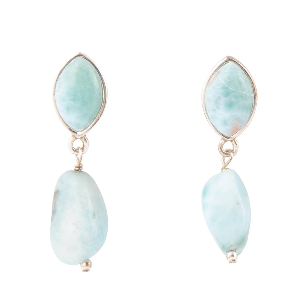 Dolce Blue Larimar and Sterling Silver Drop Earrings | Earrings | Wiccan Center