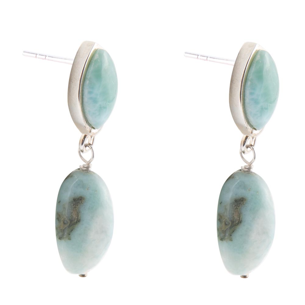 Dolce Blue Larimar and Sterling Silver Drop Earrings | Earrings | Wiccan Center