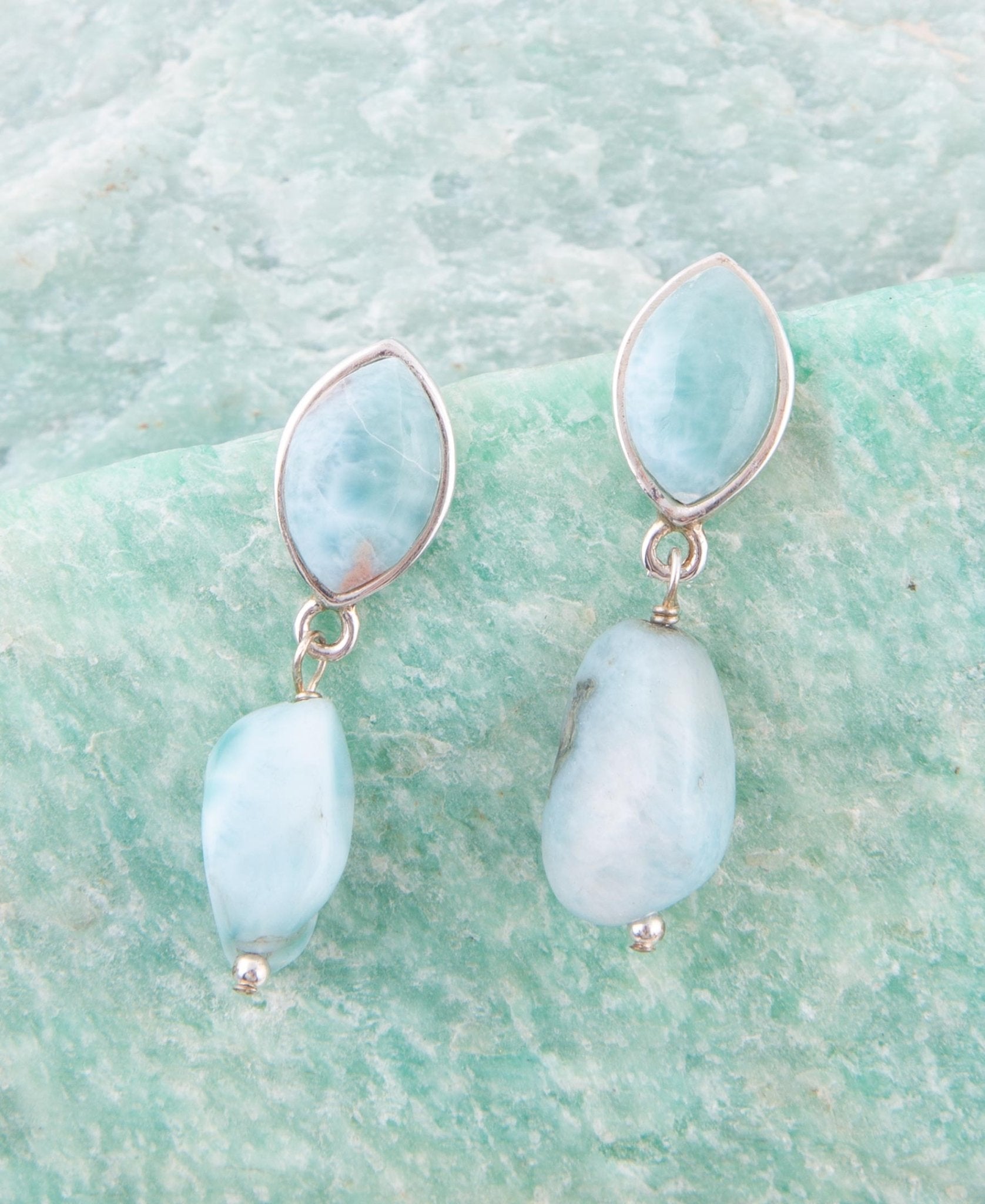 Dolce Blue Larimar and Sterling Silver Drop Earrings | Earrings | Wiccan Center