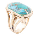 Dolce Blue Teal Turquoise Matrix and Golden Ring | Rings | Wiccan Center