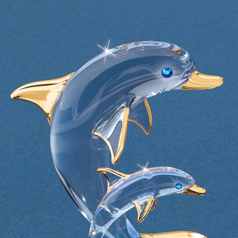 Glass Mother & Baby Dolphin Figurine | Glass Baron | Wiccan Center