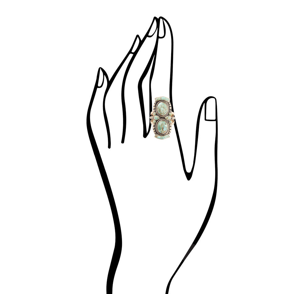 Double Blue Turquoise Golden Shield Ring | Rings | Wiccan Center