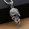 Silver Skull & Snake Necklace | Jewelry-Necklace | Wiccan Center
