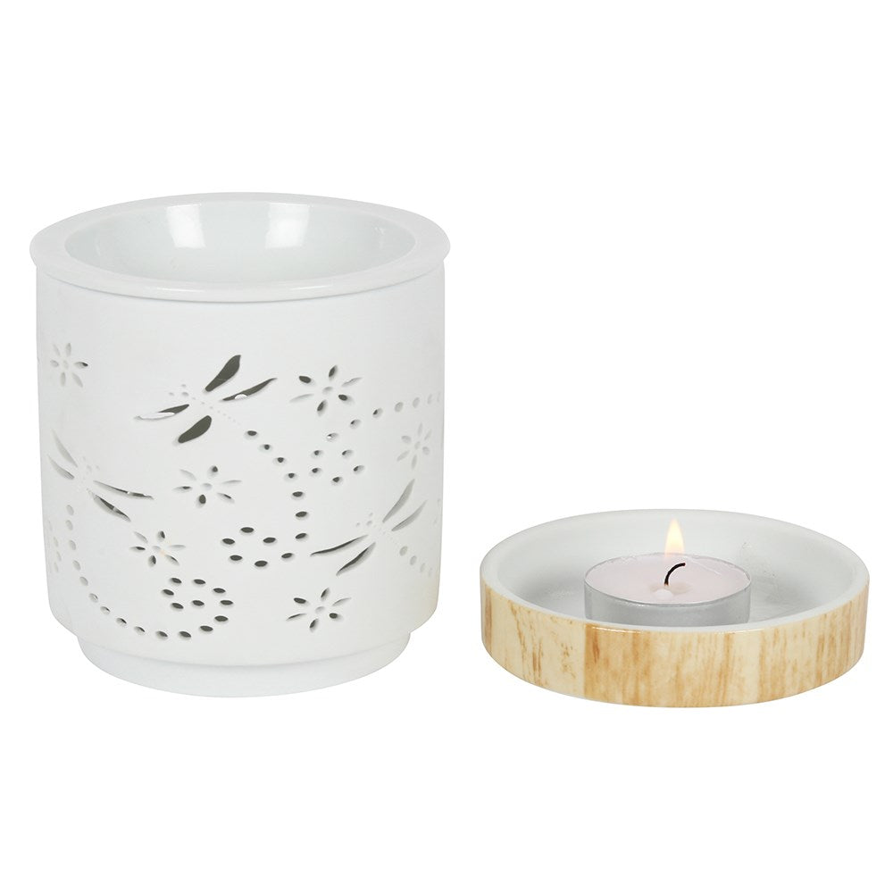 Dragonfly Matte Ceramic Oil Burner and Wax Warmer | Wax Melt Warmer | Wiccan Center