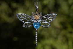 Crystal and Silver Dragonfly Cremation Necklace | | Wiccan Center