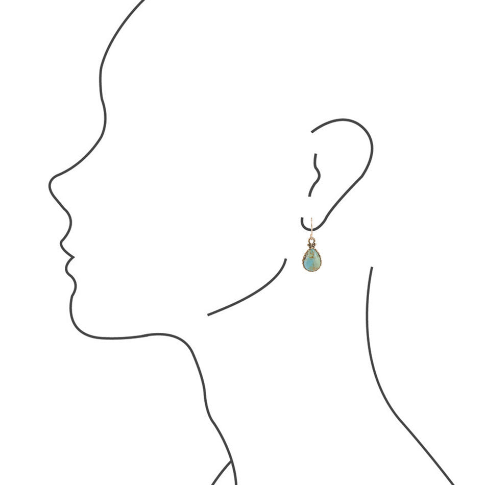Dreamy Drop Blue Turquoise and Golden Earrings | Earrings | Wiccan Center