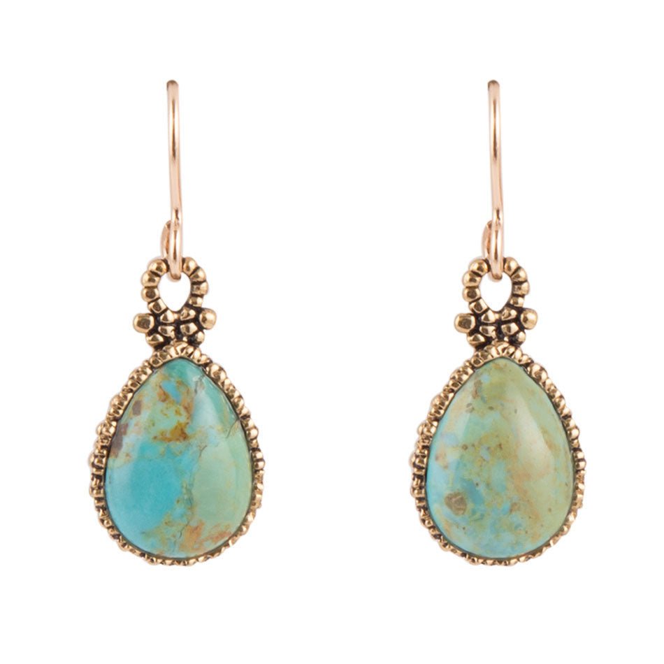 Dreamy Drop Blue Turquoise and Golden Earrings | Earrings | Wiccan Center