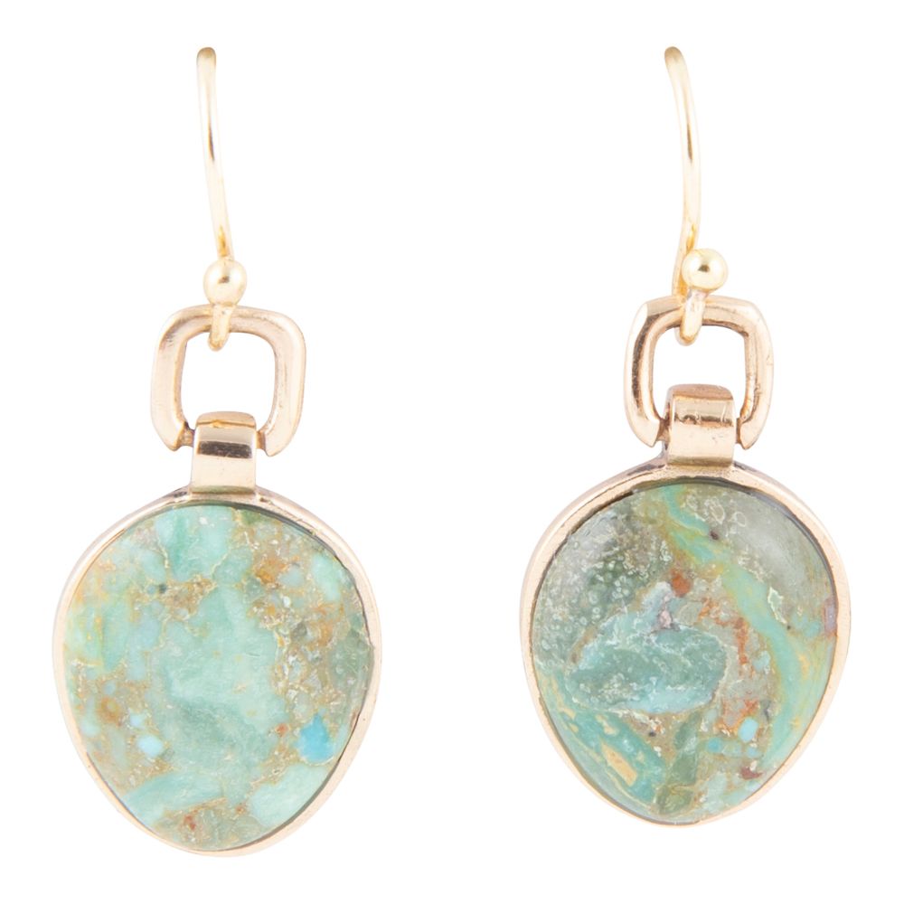 Drops of Blue Turquoise Golden Bronze Drop Earrings | Earrings | Wiccan Center