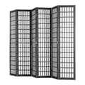 Black 6-Panel Japanese Folding Room Divider & Privacy Screen for Homes & Offices