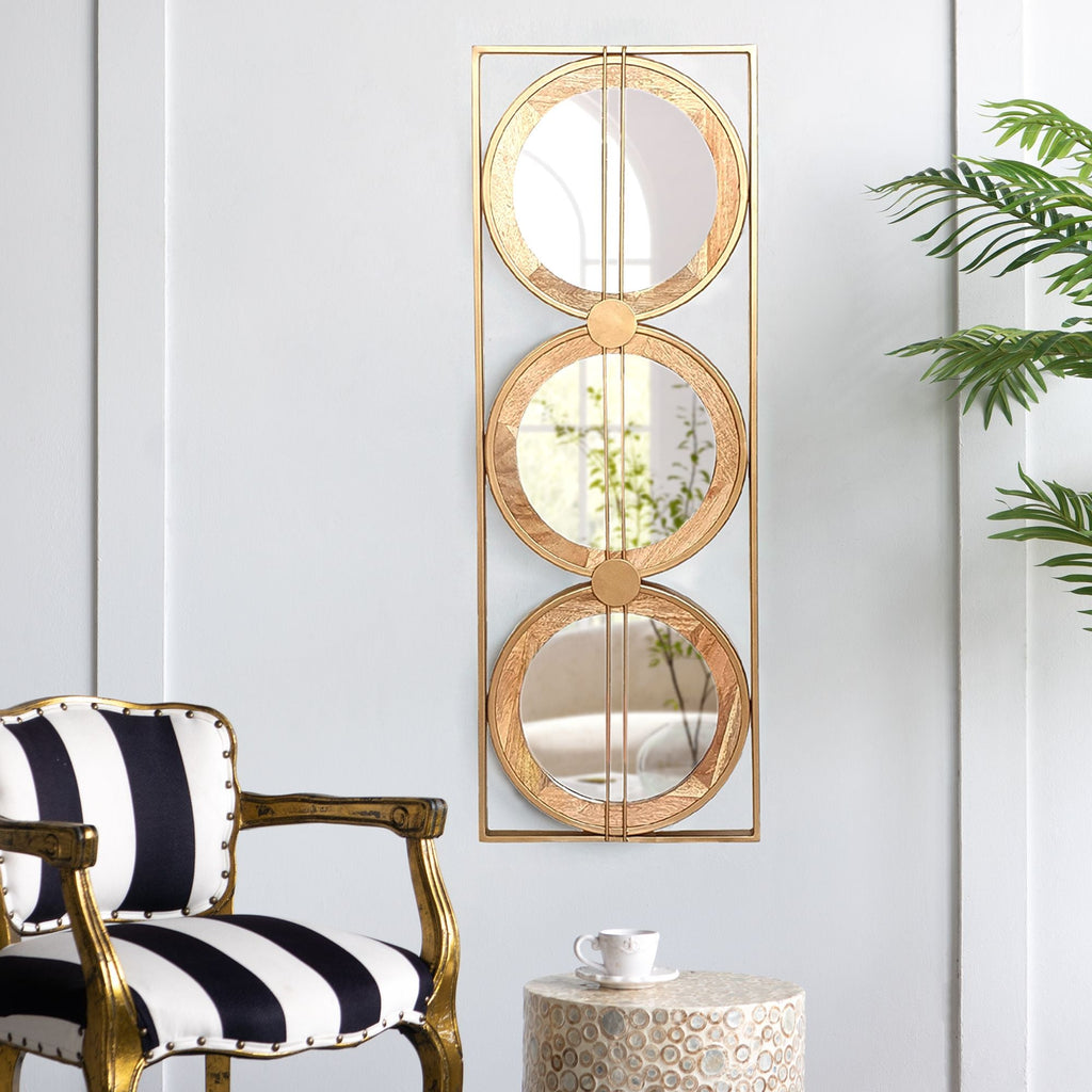 Adelaide 3 Piece Wall Mirror in Gold Rectangular Frame, 40"x14"