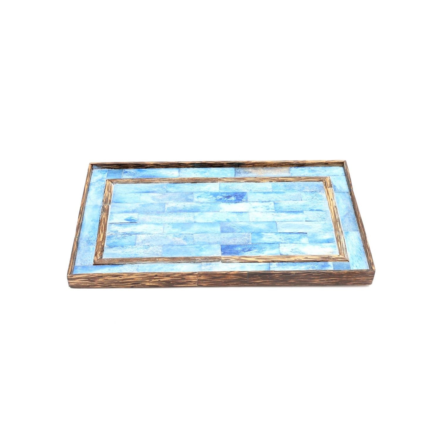 Ribaldi Handmade Bone Inlaid Wooden Tray/Décor & Serving Tray - 12X7.25X0.8"