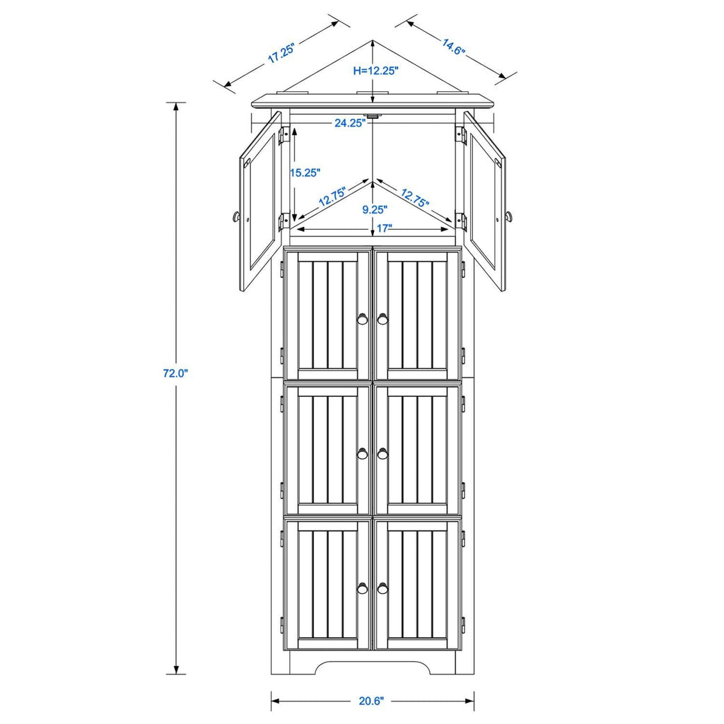 Tall Cabinet with Doors and 4 Shelves for Living Room, Kitchen, Office, Bedroom, Bathroom, Modern, Black