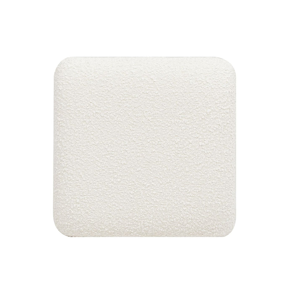 Lucia 25.5" Backless Upholstered Counter Stool with Resin Rattan Frame, Ivory White Boucle