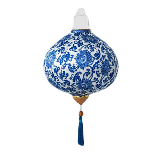 12 Inch Chinese Flower Lantern – Vibrant Blue Cotton Fabric Hanging Decoration for Celebrations | | Wiccan Center