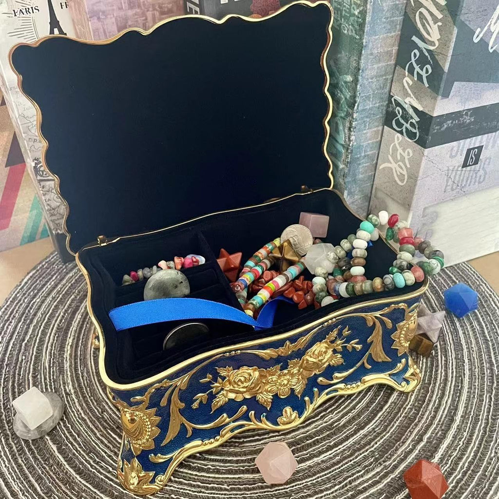 Ornate Pastoral-Style Jewelry Box – Velvet-Lined Gift for Girls & Women