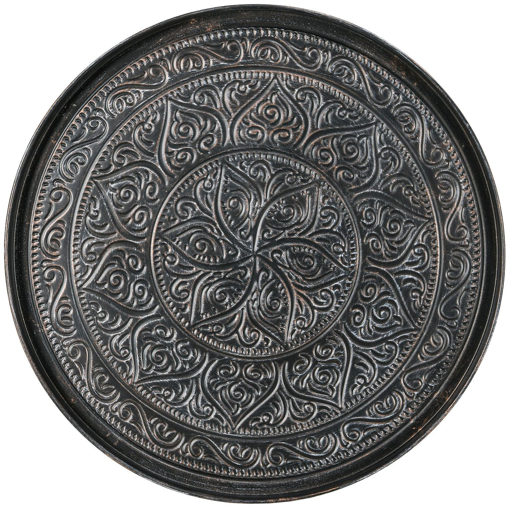 Modern Hammered Tray Top Coffee Table - 24" Round with Sturdy Metal Frame for Stylish Interiors
