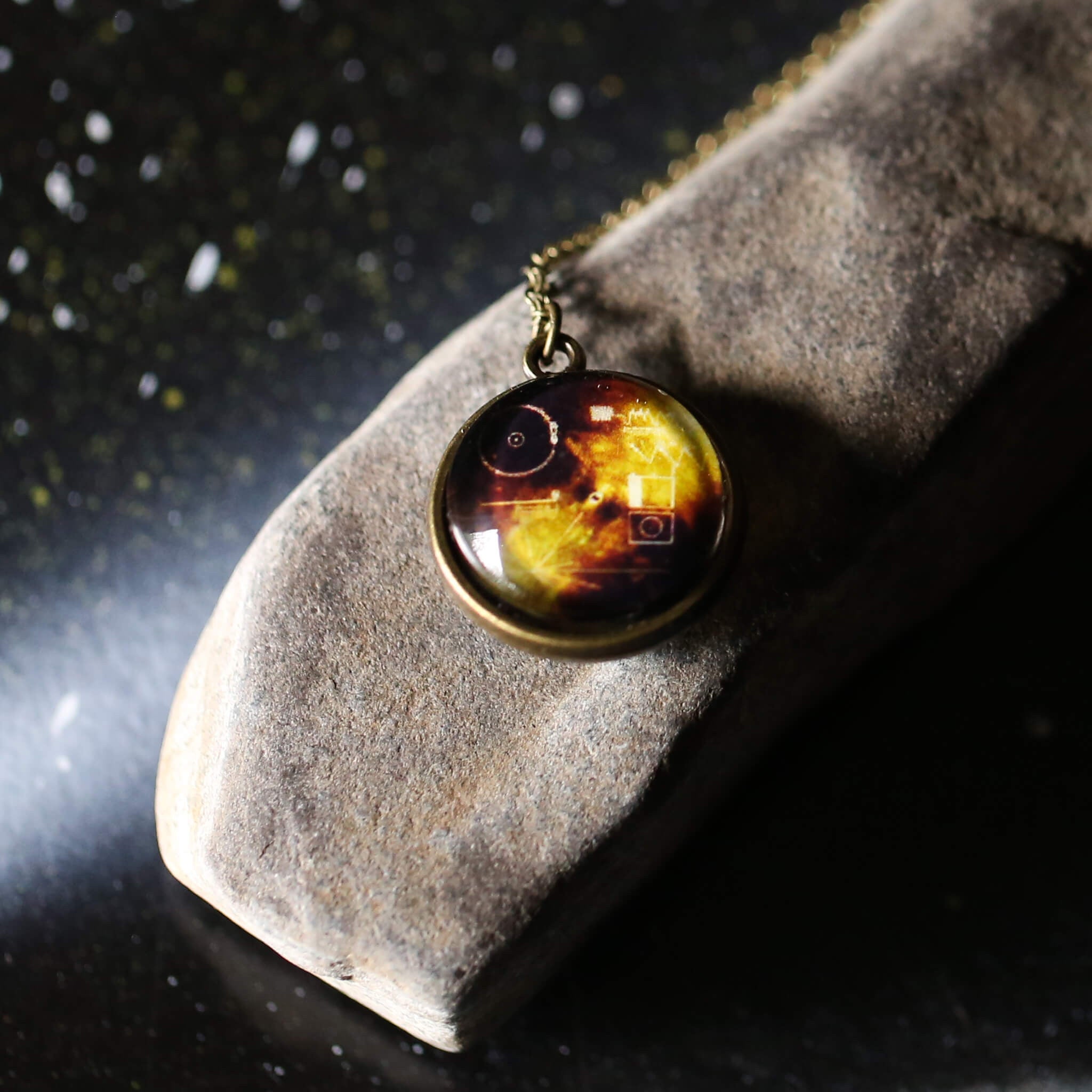 Voyager Golden Record Double-Sided Necklace | Necklace | Wiccan Center