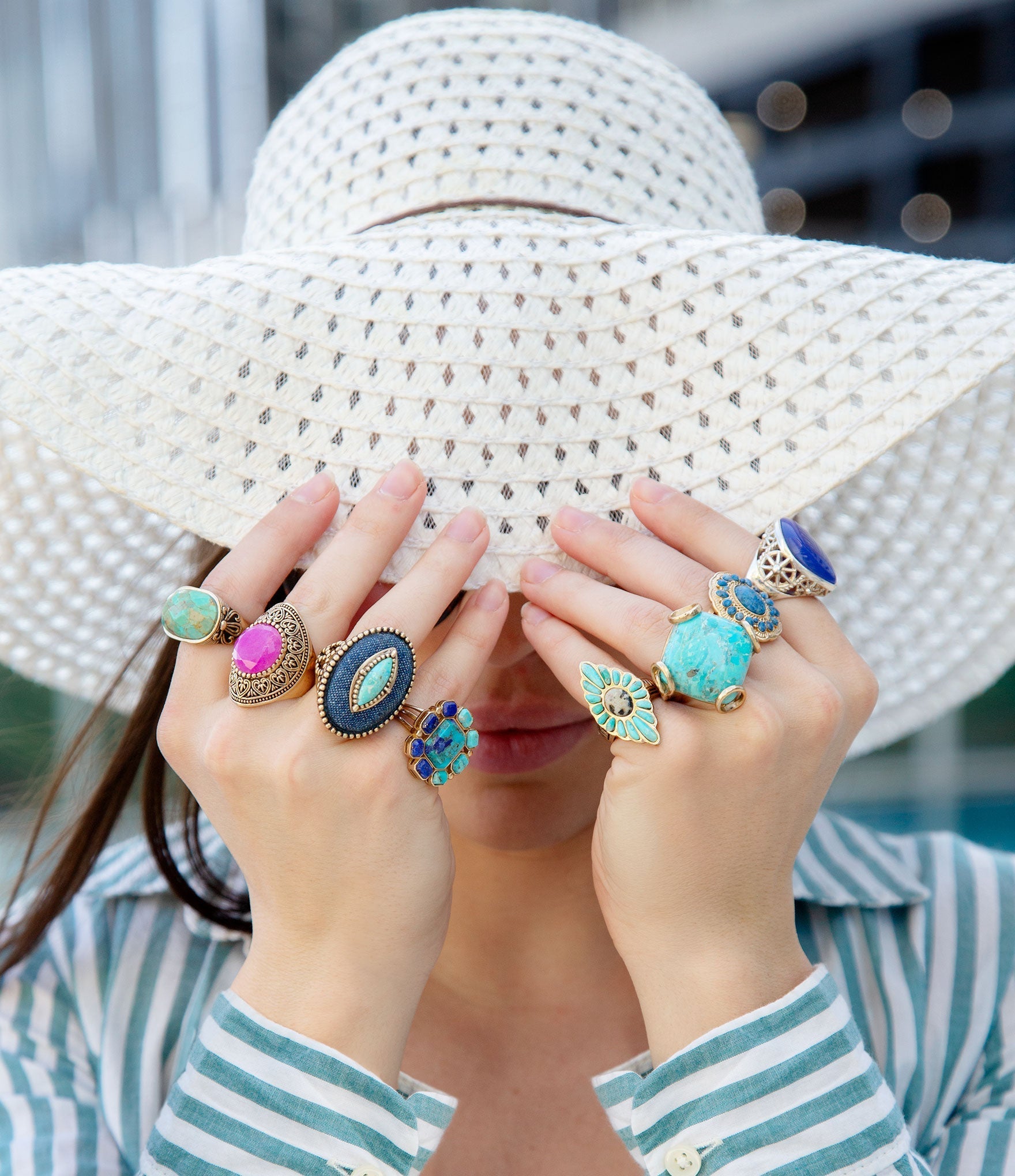 Duality Blue Lapis and Turquoise Golden Statement Ring | Rings | Wiccan Center