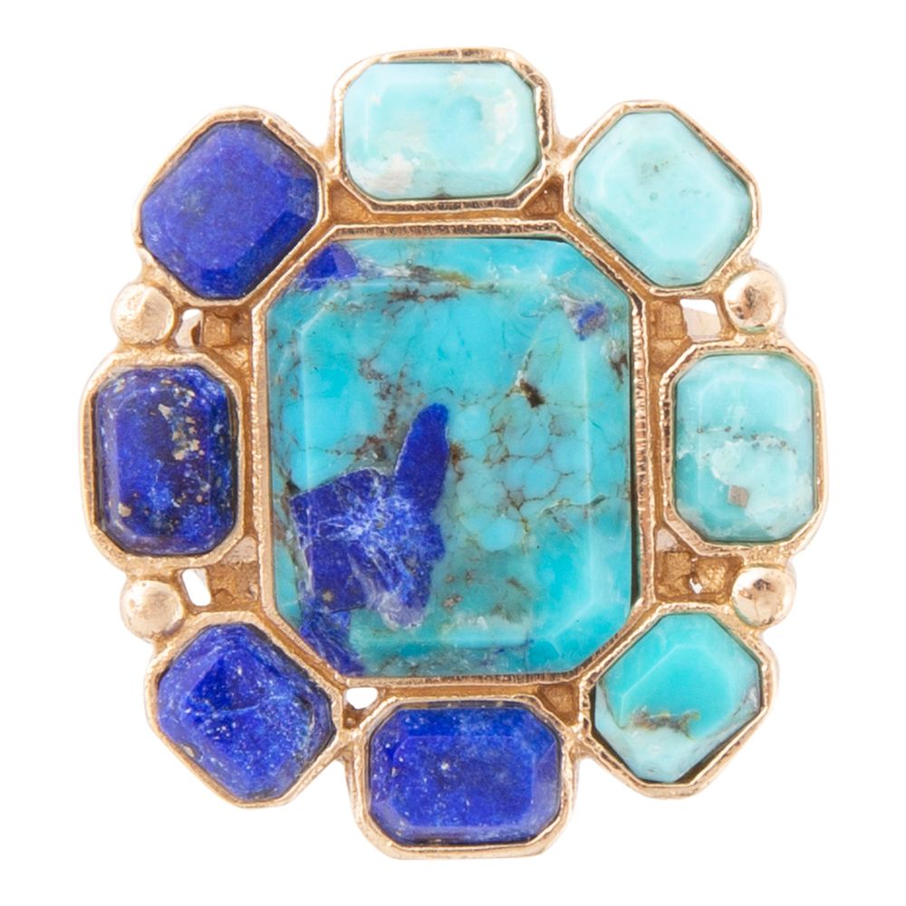 Duality Blue Lapis and Turquoise Golden Statement Ring | Rings | Wiccan Center