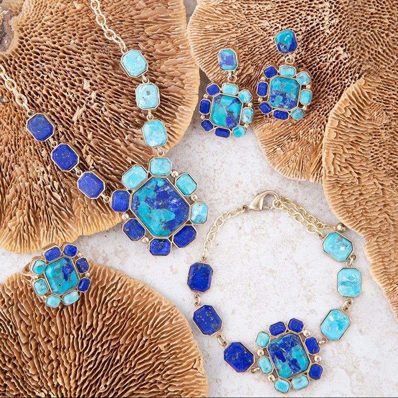 Duality Blue Lapis and Turquoise Golden Statement Ring | Rings | Wiccan Center