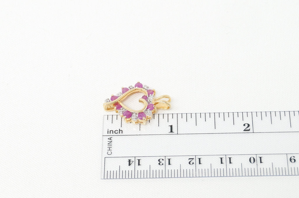 Vintage Ruby Heart Cubic Zirconia Gold Vermeil Sterling Silver Necklace Pendant | Jewelry > Necklaces > Pendants | Wiccan Center