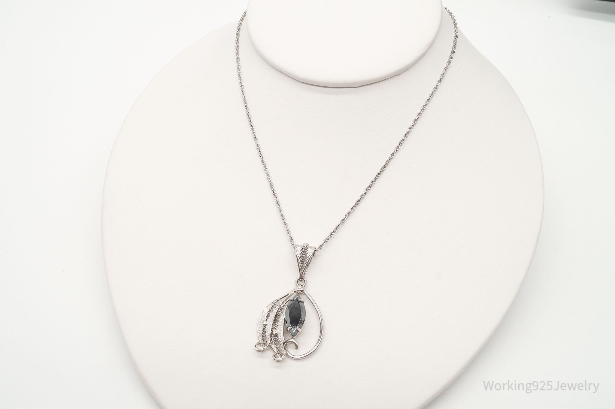 Vintage Designer Sorrento Hematite Filigree Sterling Silver Necklace | Jewelry > Necklaces > Pendants | Wiccan Center