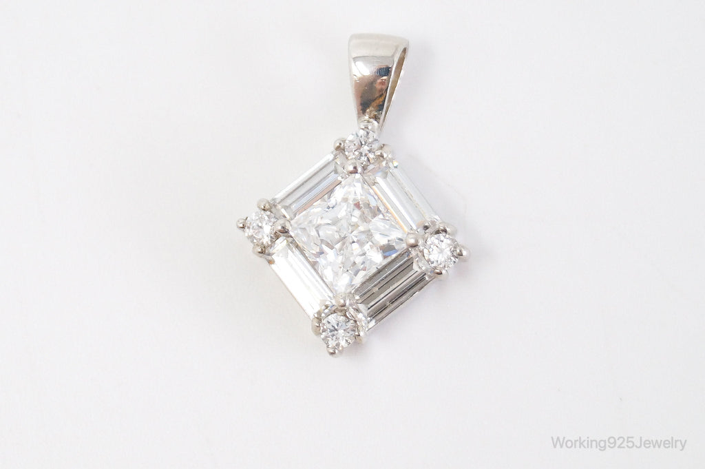 Vintage Art Deco Cubic Zirconia Sterling Silver Necklace Pendant | Jewelry > Necklaces > Pendants | Wiccan Center